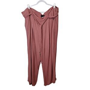 Torrid Womens Size 5  5X Mauve Color Wide Leg Rayon Pull On Pants Lined Tie Belt